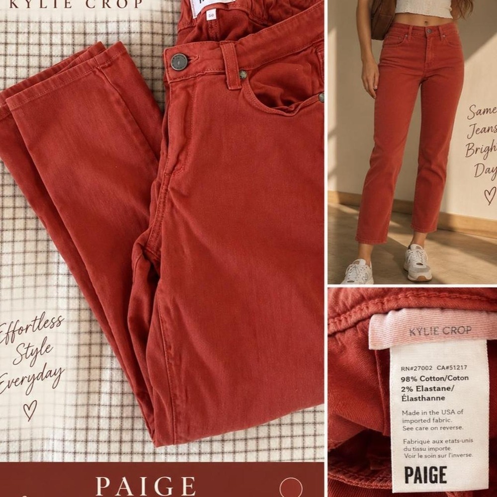 PAIGE Kylie Crop Rust Red Skinny Jeans – Size 30